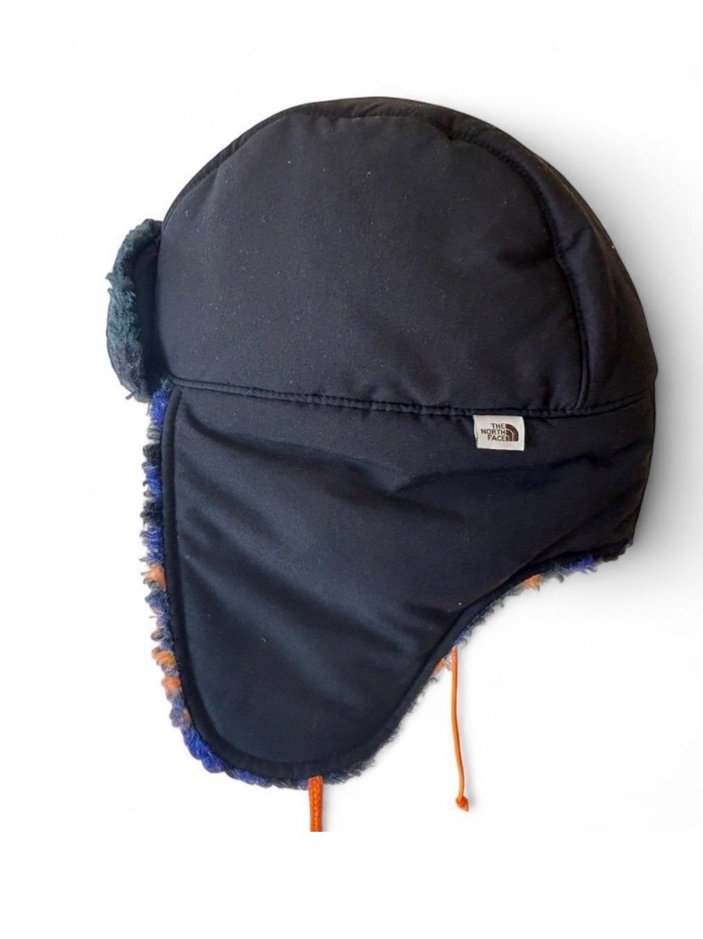 The North Face Black Kids Trapper Hat with Orange Accents